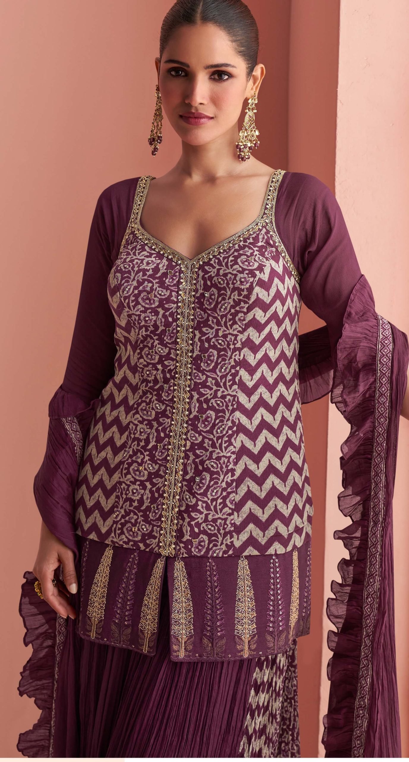 Modern Designer Wedding Sharara Suit Under 5000 in UAE