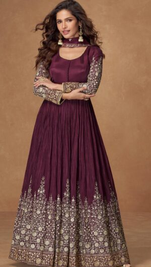 Purple Colour Indo Western Gown Party Wear Online India Shahifits