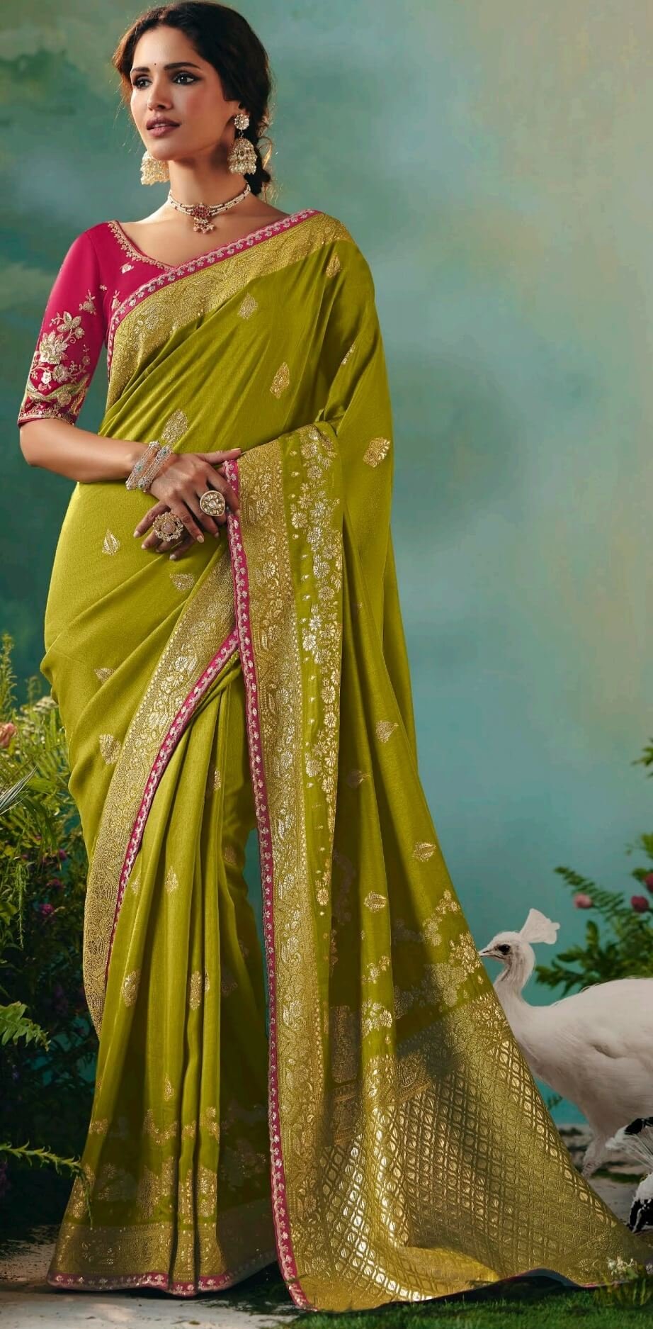 Bridal Heavy Saree Collection Olive Colour Desinger Silk Saree