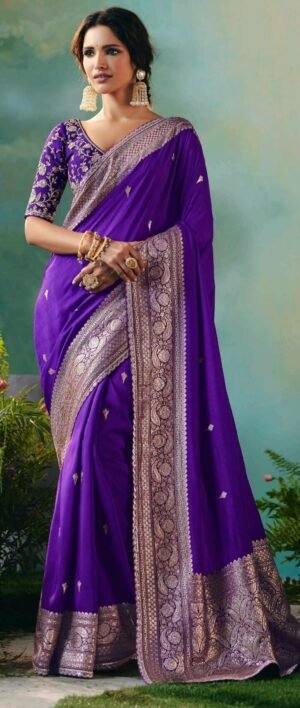 Best Silk Saree for Wedding Dark Blue Saree
