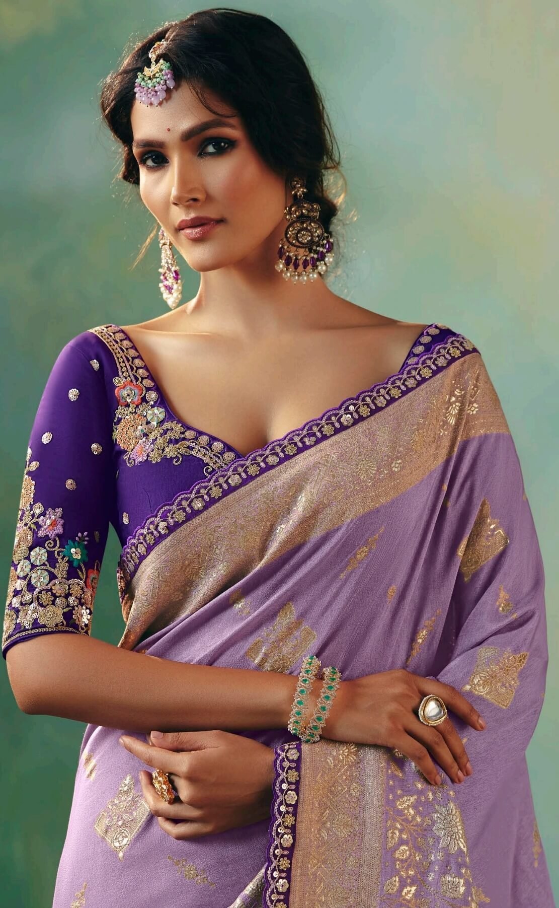Desinger Silk Saree for Wedding Purple Silk Saree
