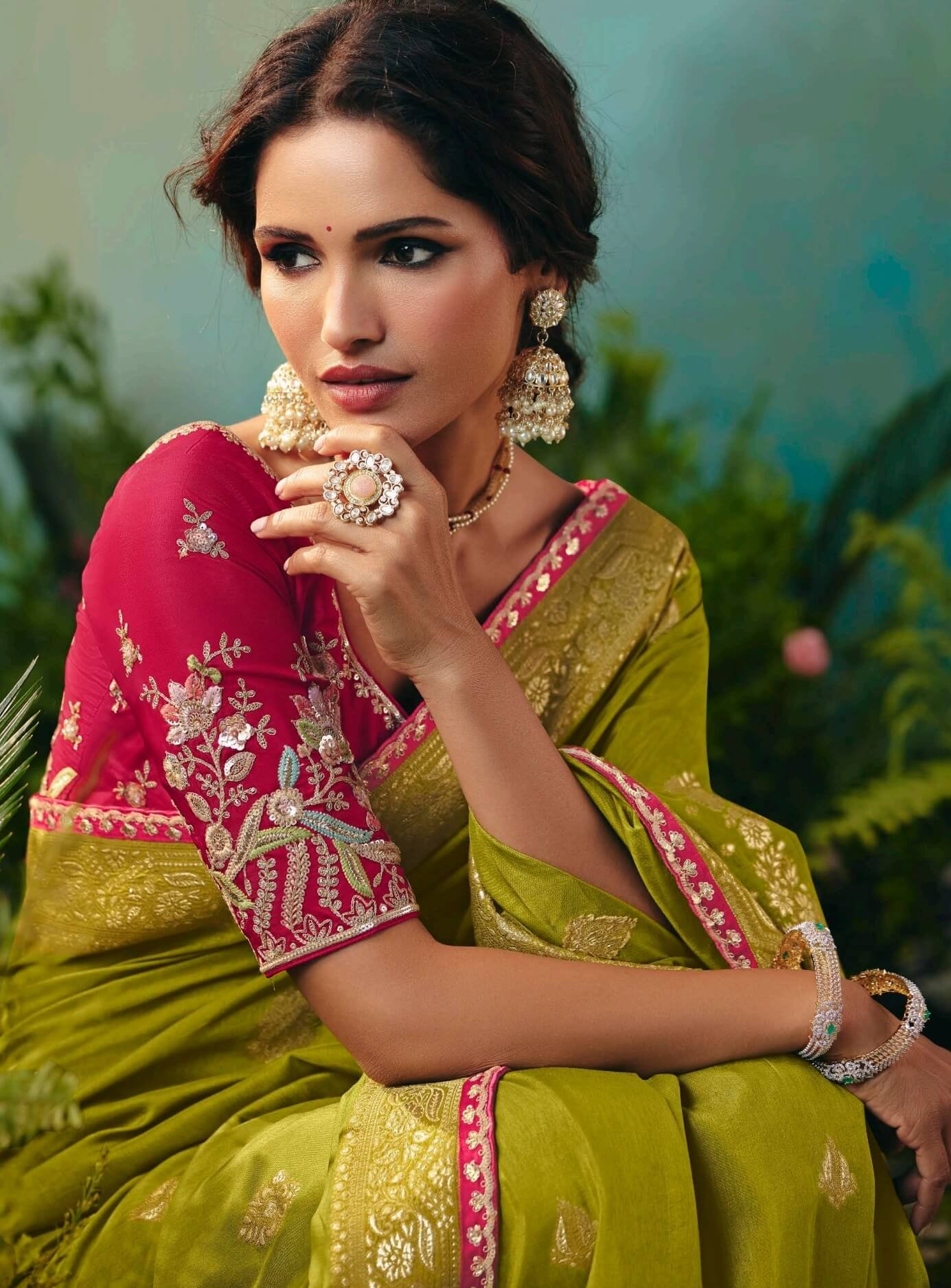 Bridal Heavy Saree Collection Olive Colour Desinger Silk Saree