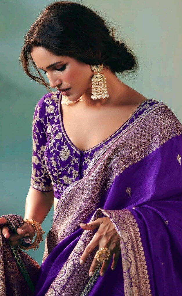 Best Silk Saree for Wedding Dark Blue Saree