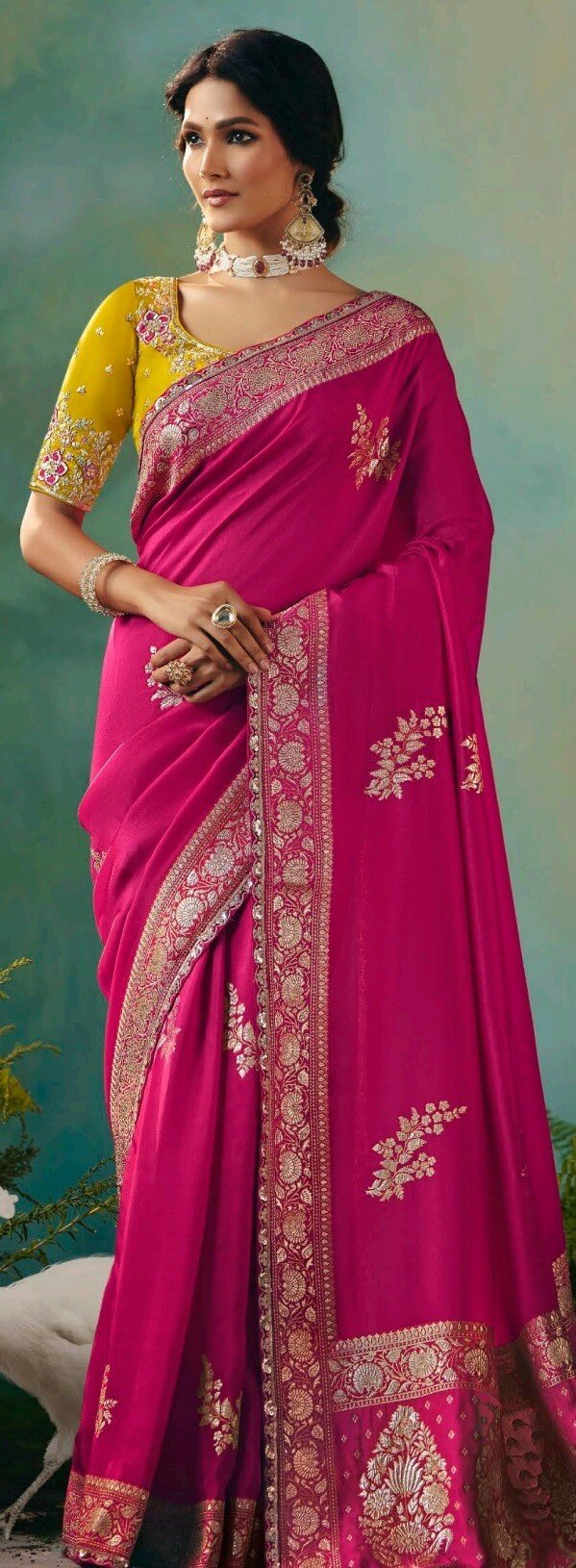 Saree for Wedding Reception Dark Pink Saree