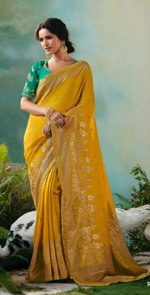 Soft Silk Saree for Wedding Yellow Saree for Haldi