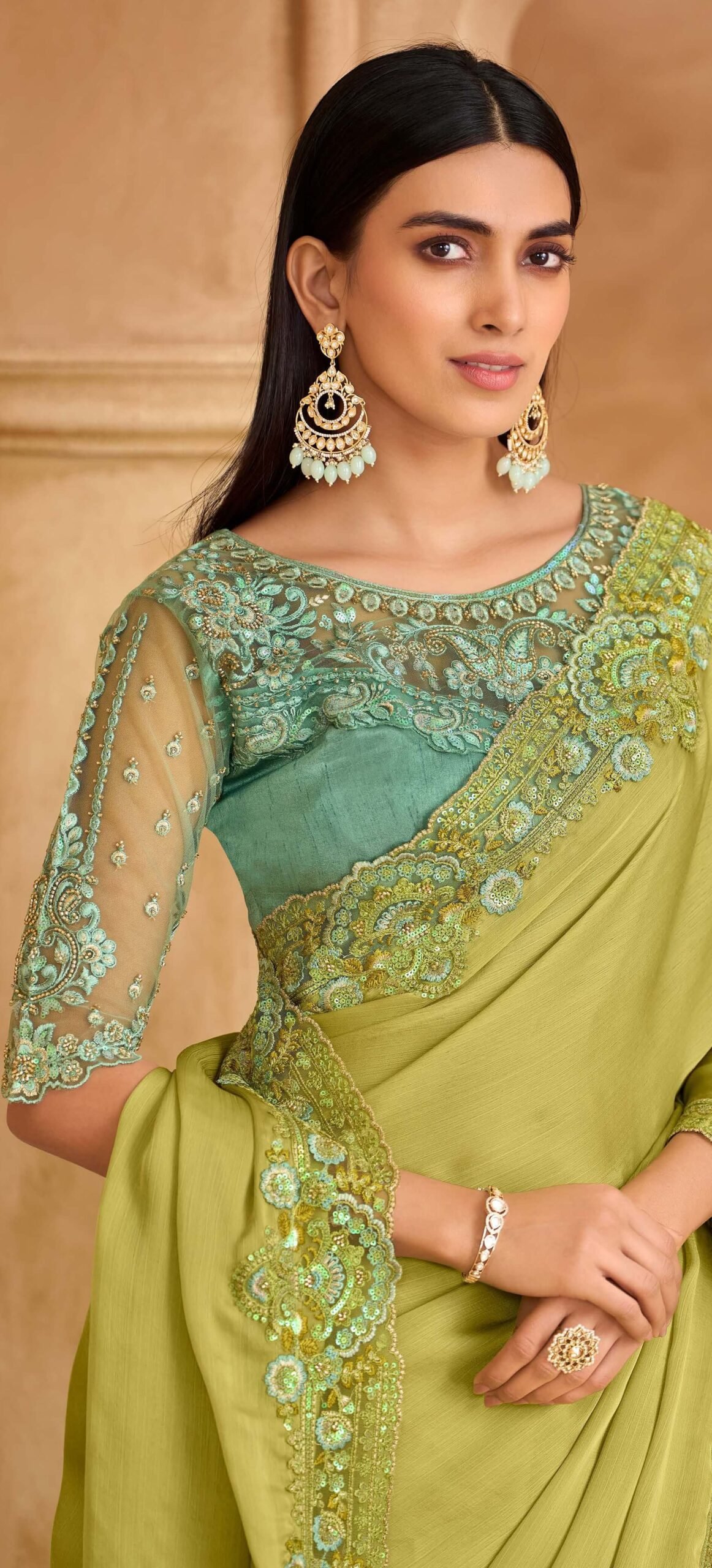 Emerald Green Saree for Wedding Guest