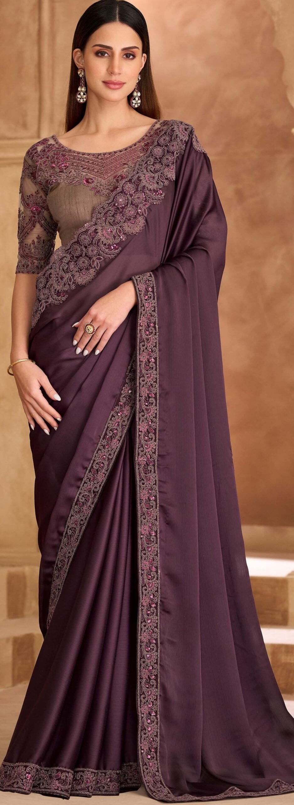 Exclusive Coffee Colour Saree Party Wear