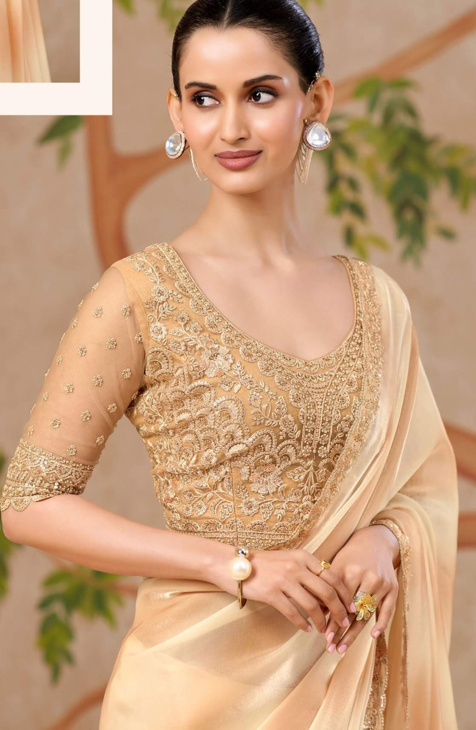 Exclusive Designer Beige Colour Saree Party Wear Malaysia