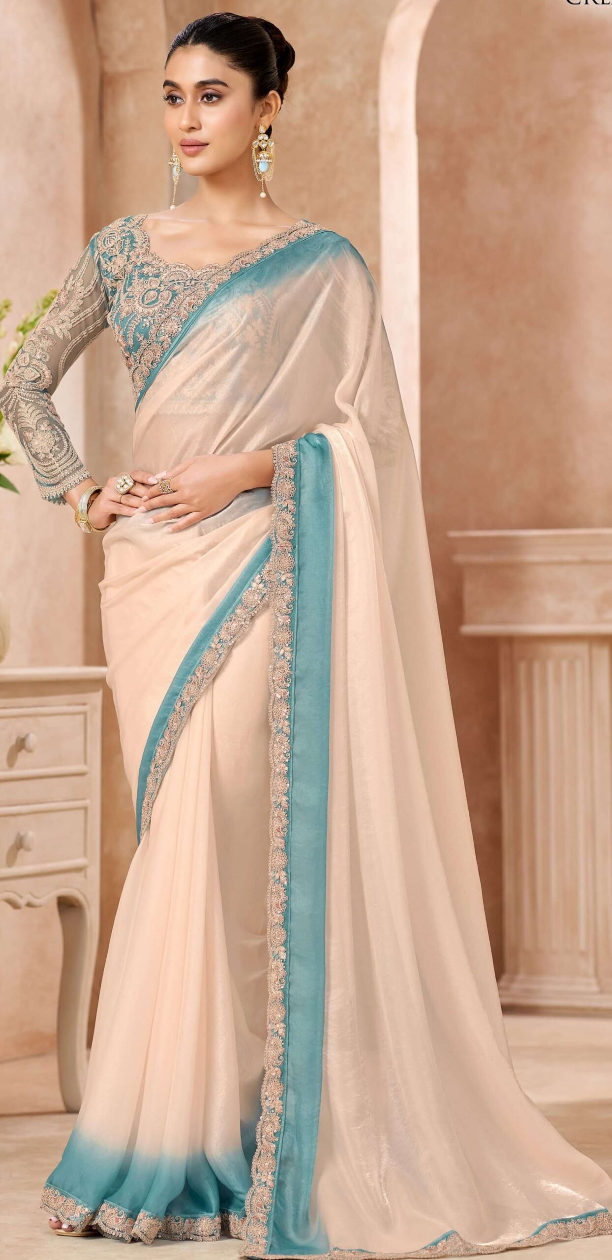 Exclusive Off White Saree for Wedding