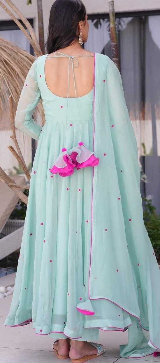 Latest Designer Anarkali Suits Sky Blue Suit Party Wear