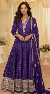 Latest Party Wear Gown Navy Blue Colour Gown Dress