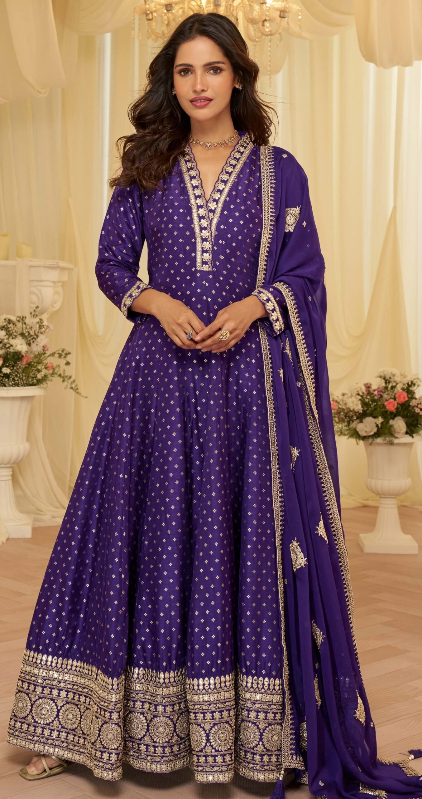 Latest Party Wear Gown Navy Blue Colour Gown Dress