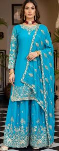 Light Blue Punjabi Suits for Wedding Function
