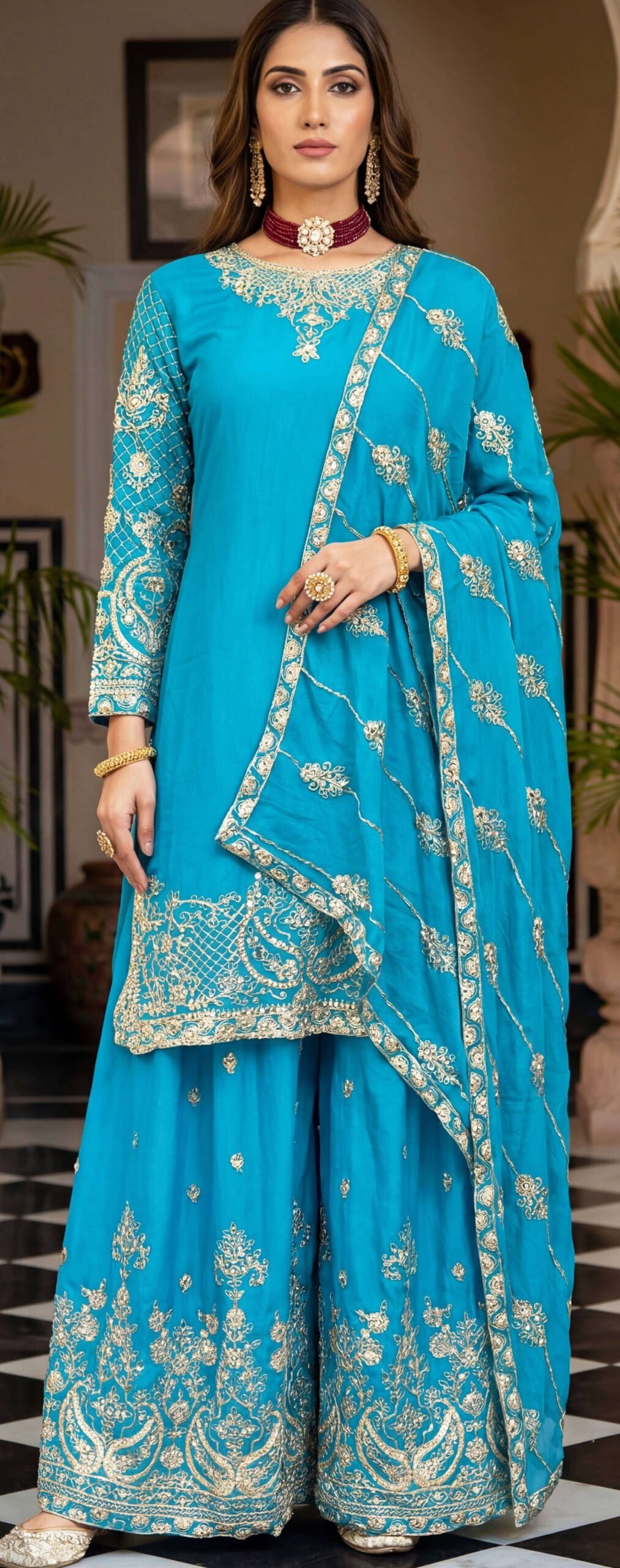 Light Blue Punjabi Suits for Wedding Function