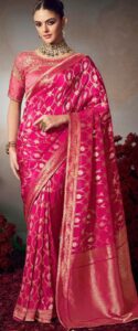 Magenta Colour Silk Saree Blouse Designs