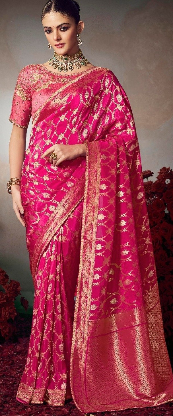 Magenta Colour Silk Saree Blouse Designs