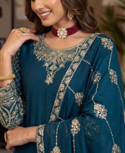 Navy Blue Readymade .Ssuits Party Wear