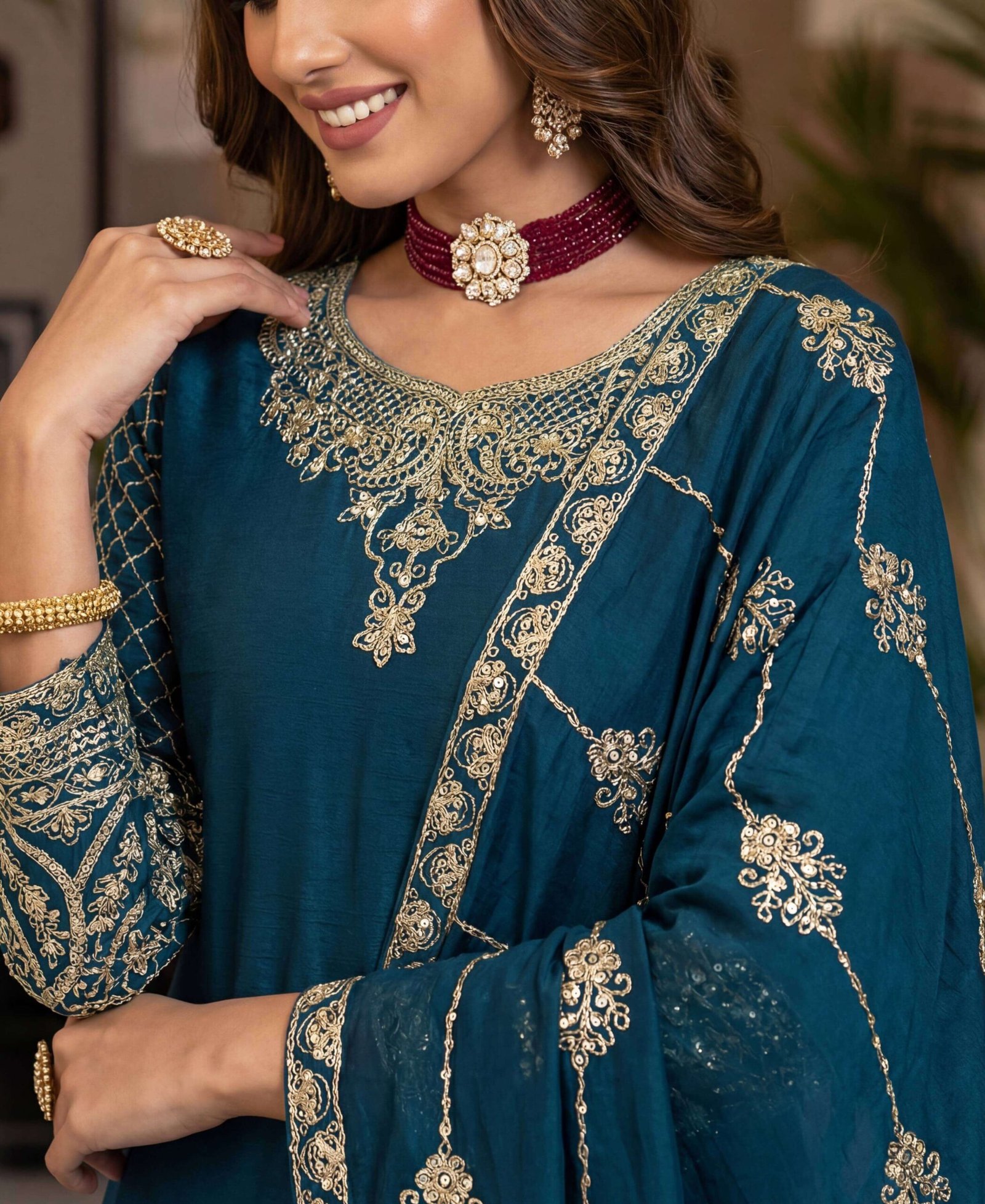 Navy Blue Readymade .Ssuits Party Wear