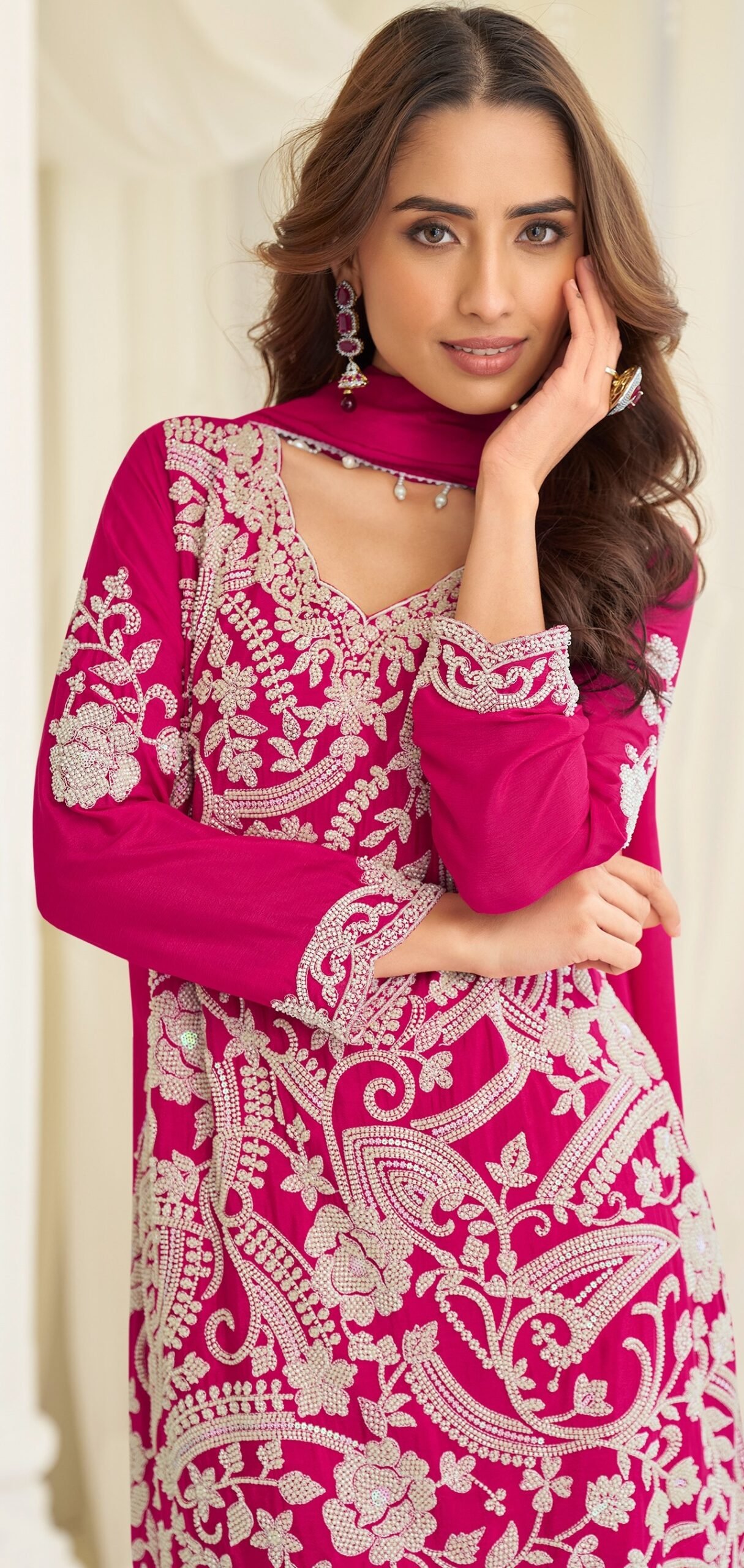 New Designer Readymade Party Wear Suits Online Pink Colour