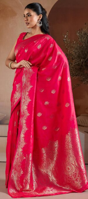 Pink Wedding Silk Saree for Women in India