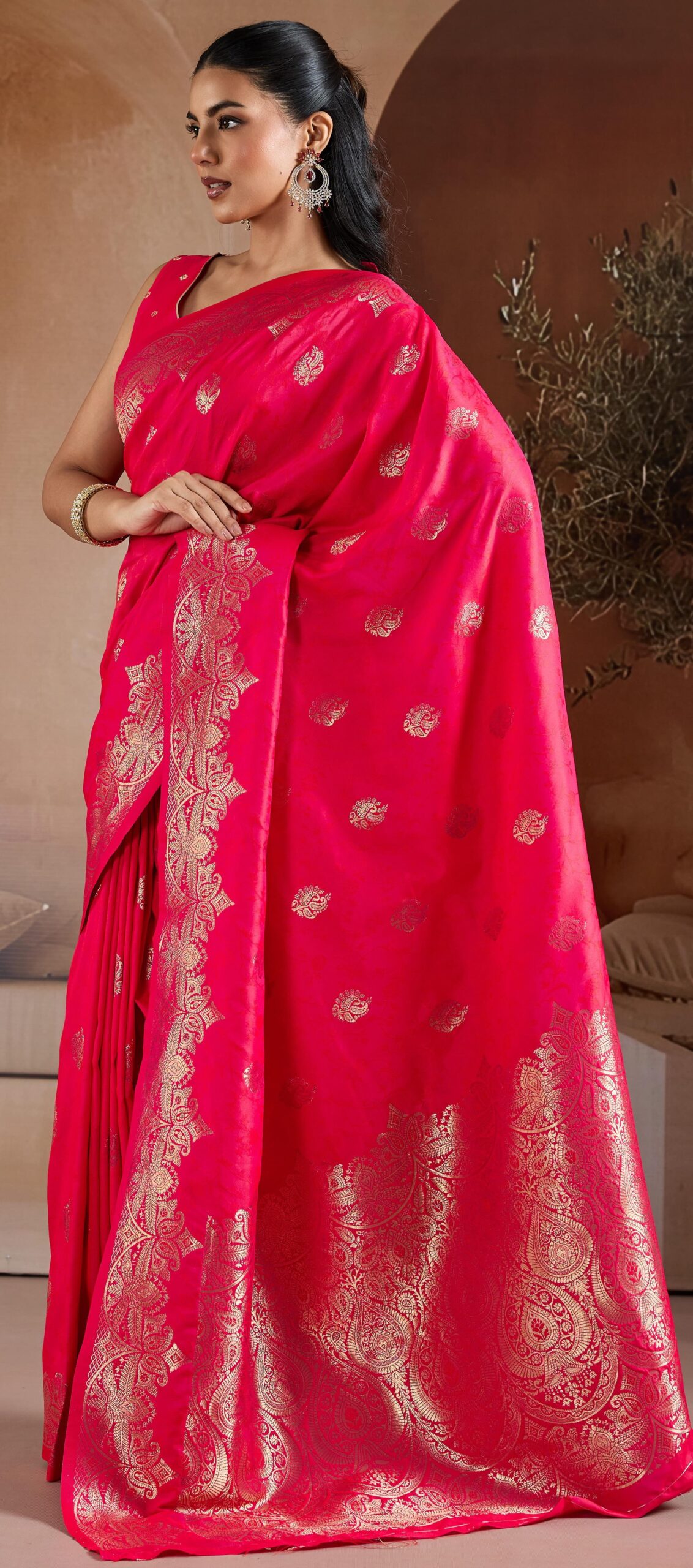 Pink Wedding Silk Saree for Women in India