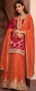 Punjabi Wedding Outfits for Guests Female Mahogany Colour