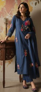 Pure Chanderi Silk Suits Price Navy Blue