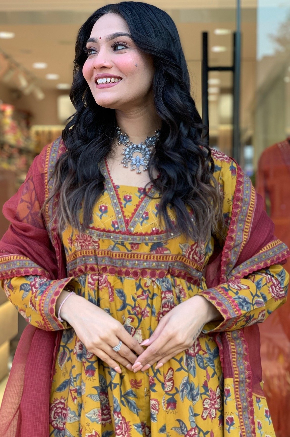 Pure Cotton Anarkali Suit Set with Dupatta