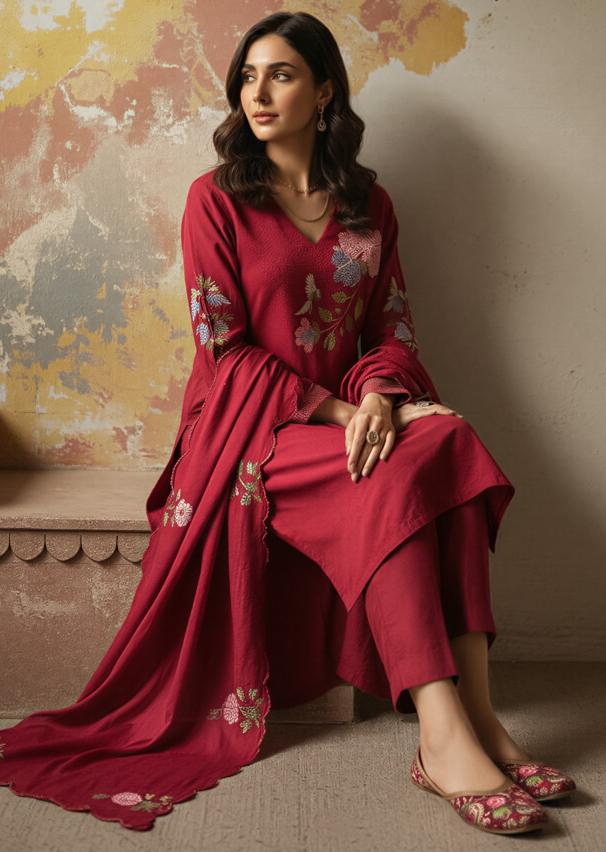 Readymade Chanderi Silk Suit Sets with Dupatta