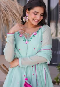 Sky Blue Designer Anarkali Suit Design Latest