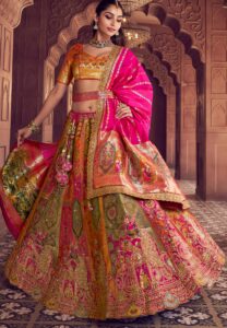 Wedding Lehenga for Bride with Price Orange Colour Lehenga