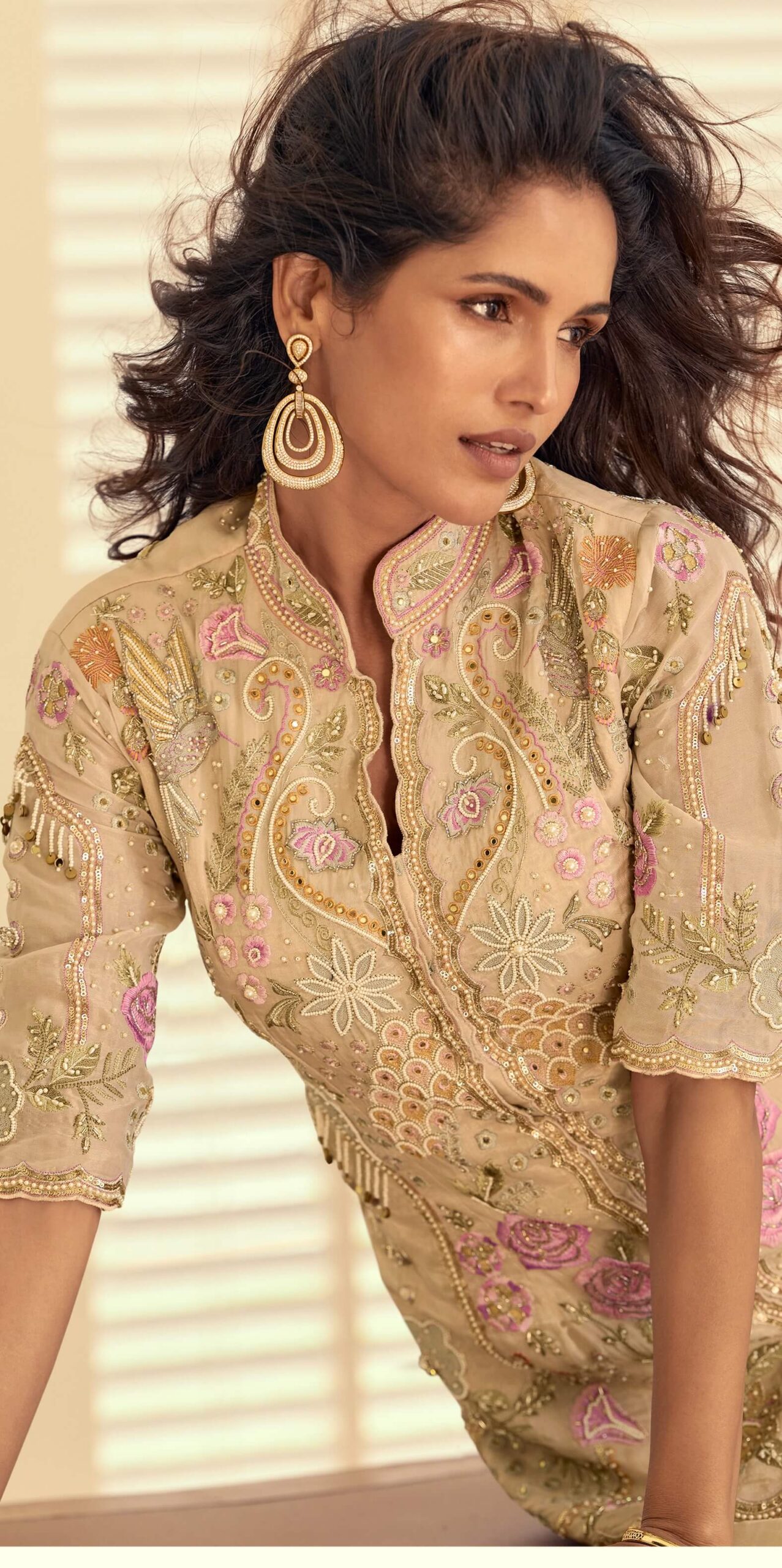 Beige Indo Western Dress for Wedding