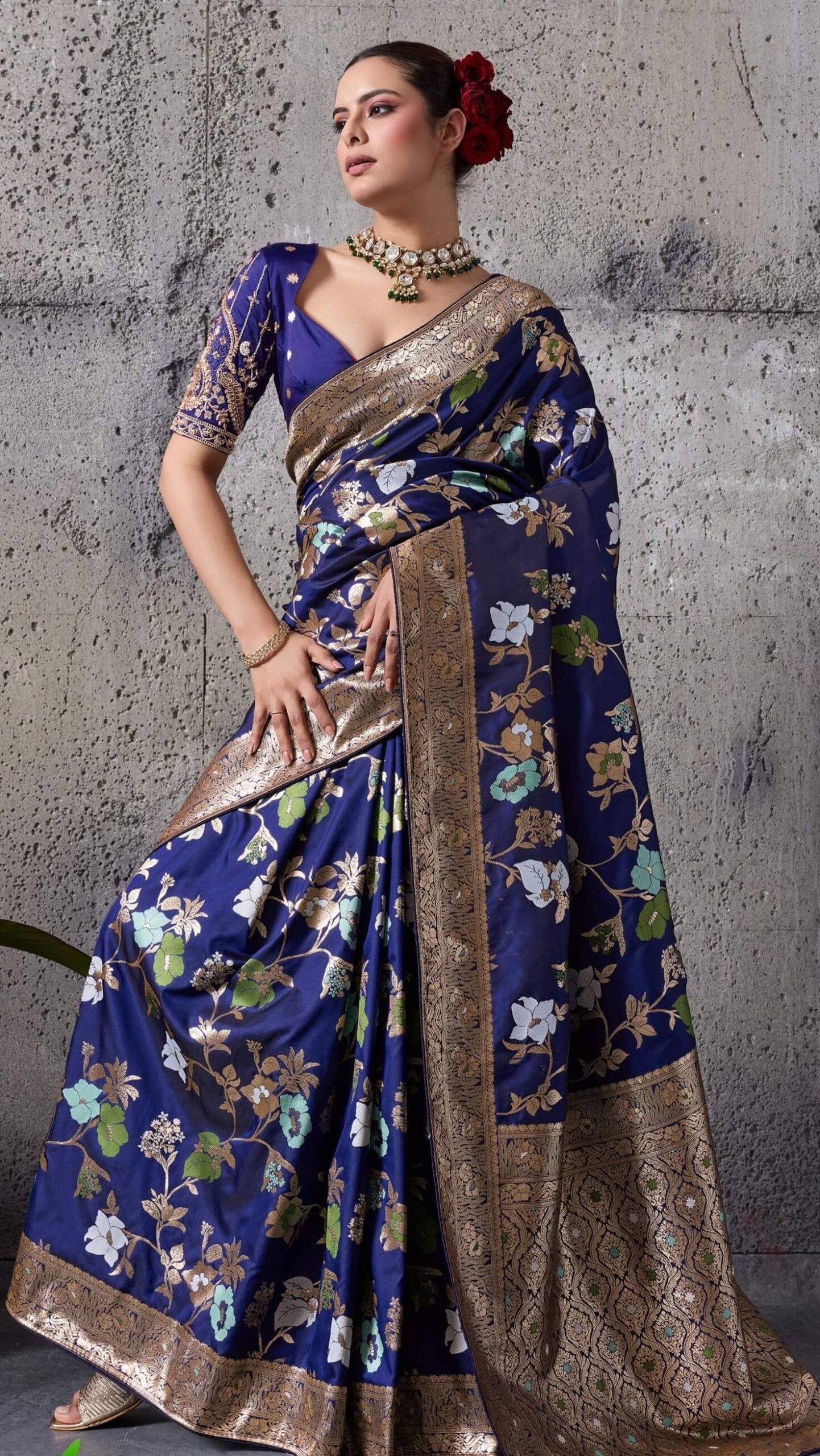 Blue Colour Banarasi Silk Saree with Zari Work