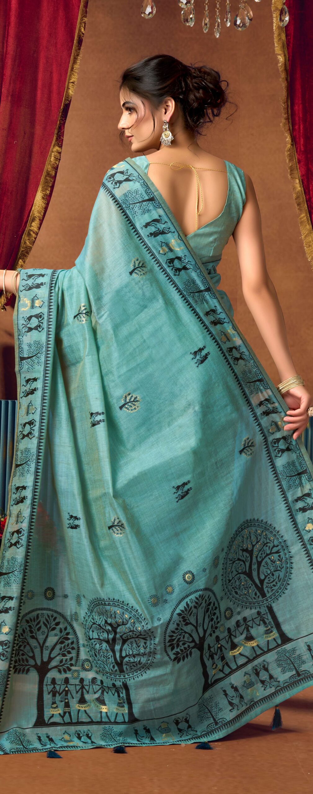 Breathable Premium Silk Modal Saree in Skyblue
