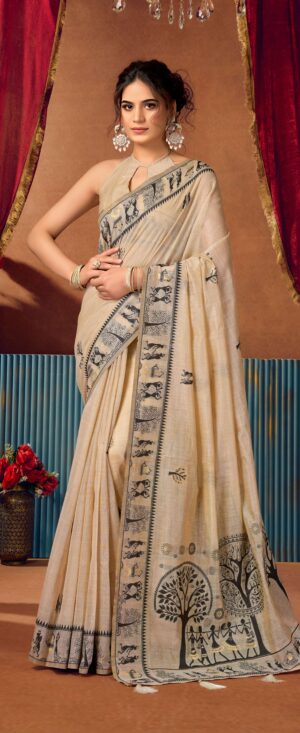 Breathable Premium Silk Modal Warli Saree in India