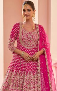 Dark Pink Kurta Lehenga Set for Wedding