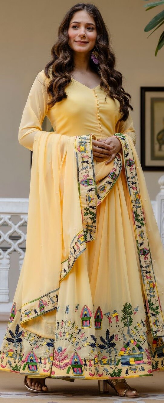 Formal Yellow Gown Latest Designer Anarkali