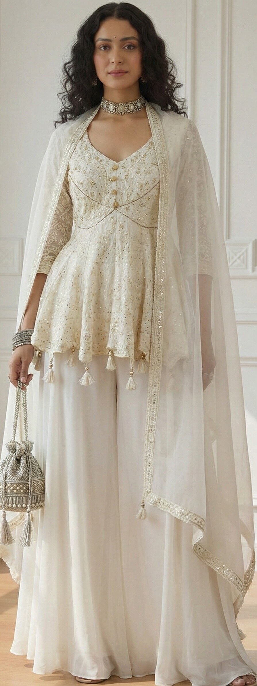 Indo Western Fusion Dresses Off White Dress in Newzealand