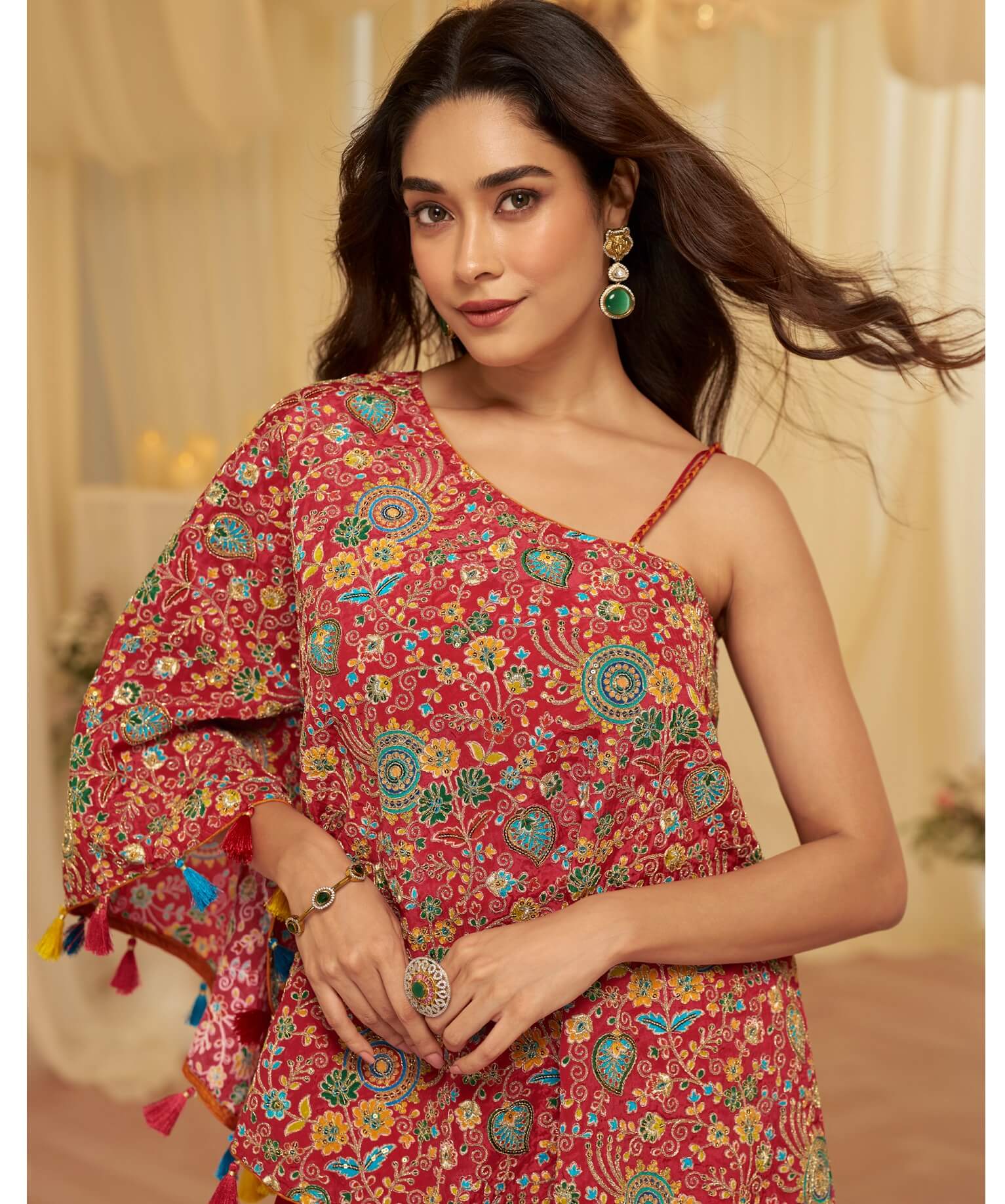 Indo Western Party Wear for Ladies off Shoulder Top with Palazzo