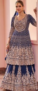 Kurta Lehenga Set for Wedding Royal Blue Frock Kurta Set