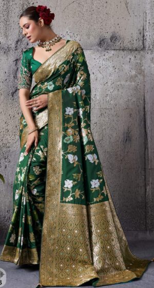 New Trendy Designer Banarasi Silk Saree Matching Blouse