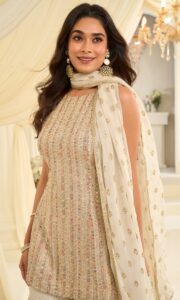 Punjabi Sharara Suits for Wedding Beige Sharara Dress