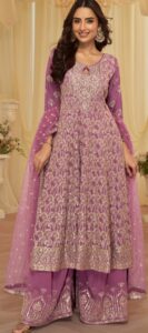 Purple Party Wear Punjabi Sharara Suits for Wedding