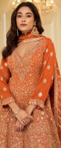 Rust Orange Sharara Set Long Frock Style