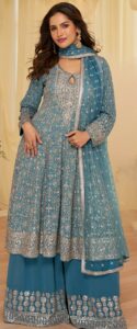 Sky Blue Kurta Sharara Set for Wedding 2026
