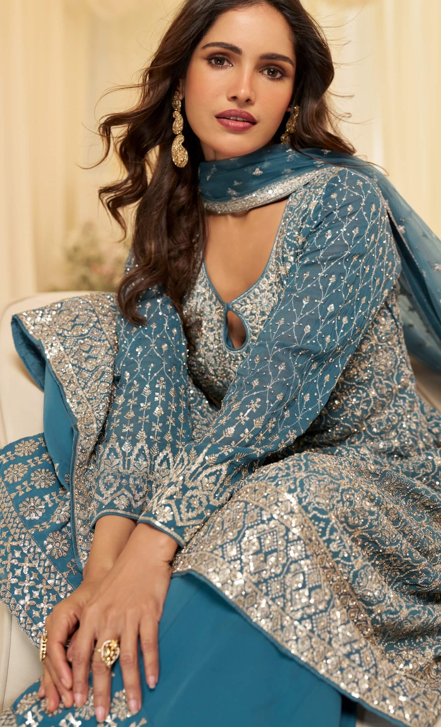 Sky Blue Kurta Sharara Set for Wedding