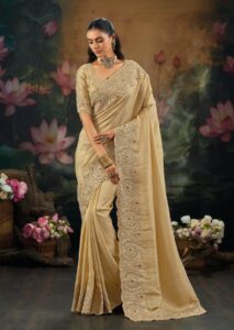 Cream Colour Saree for Wedding