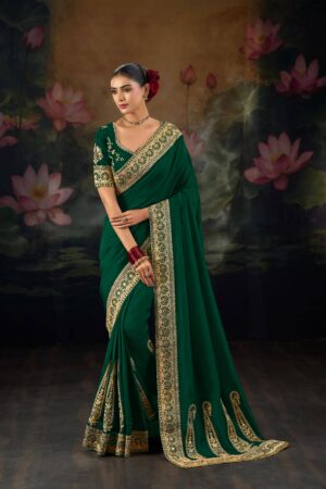 Green Party Wear Saree for Women Silk Trending Saree