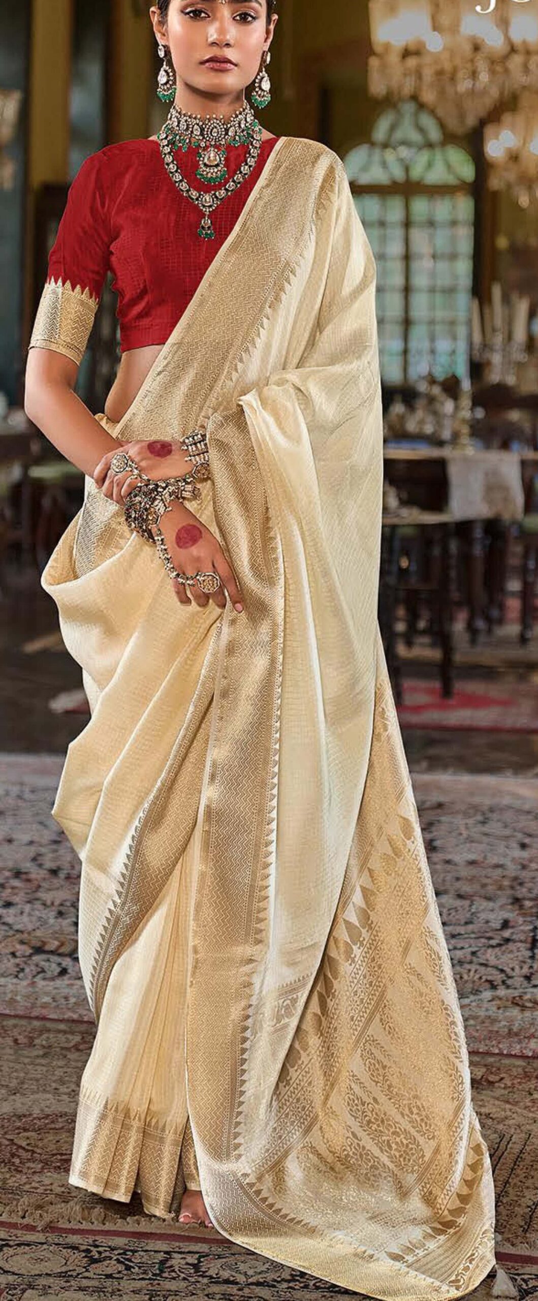 Latest Pure Silk Sarees with Price Off White Saree in Silk