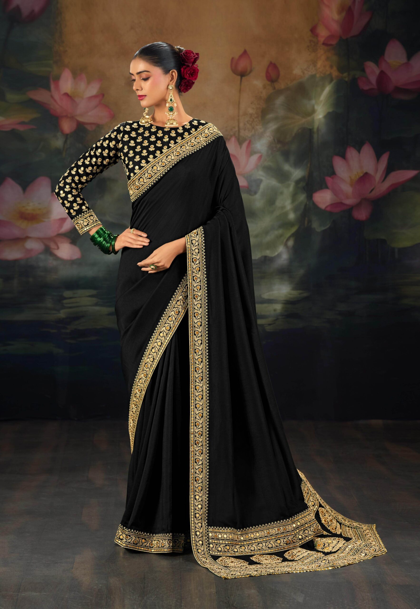 Latest Wedding Sarees Collection with Price Black Saree